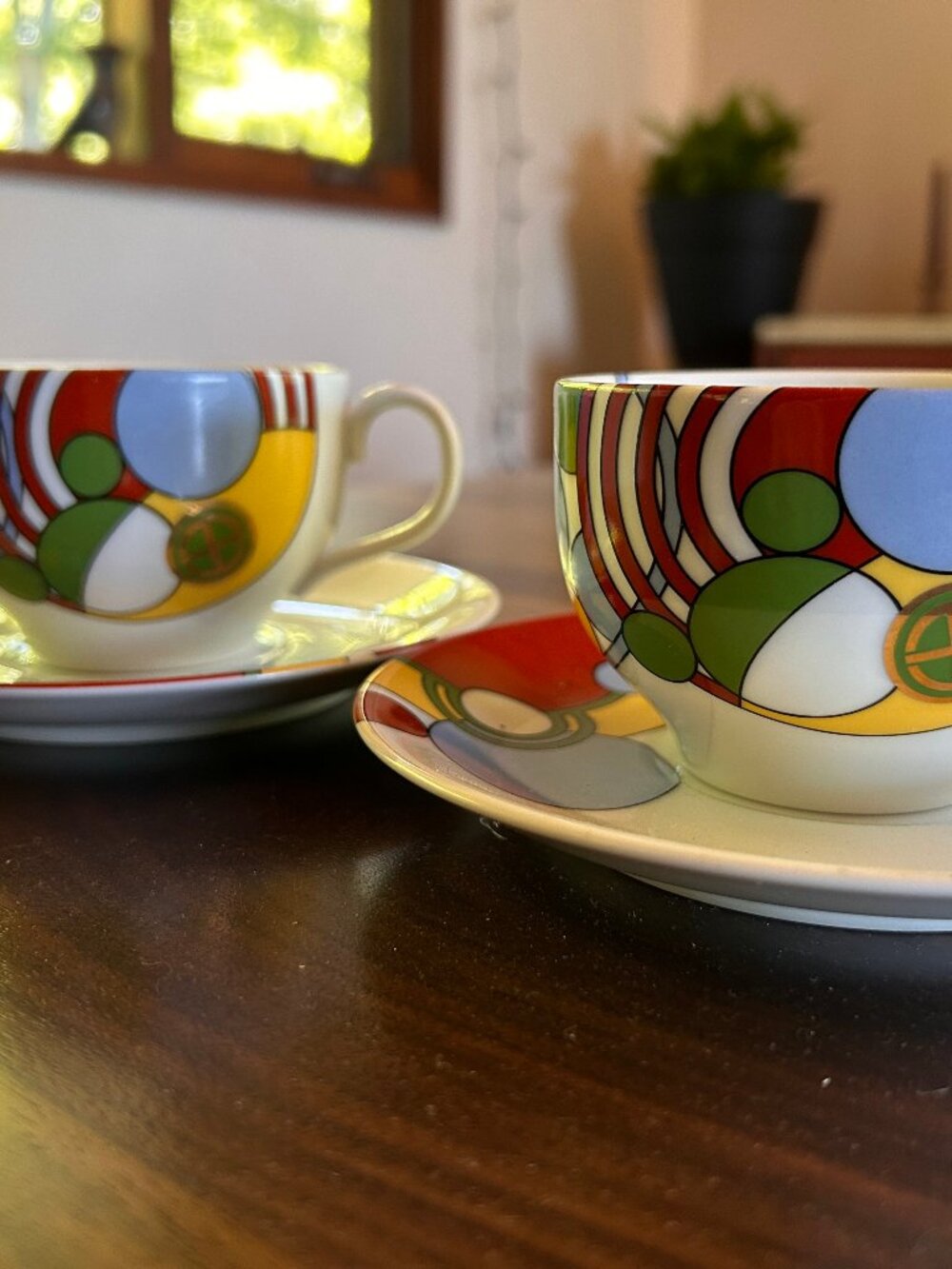 Set of 2 Cabaret by Tiffany & Co for F.L. Wright cups and saucers
